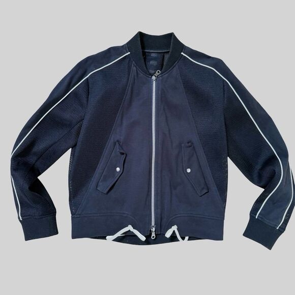 Comme Ca Ism Contemporary Mesh Mixed Media Details Bomber Jacket in Black M - Picture 2 of 14